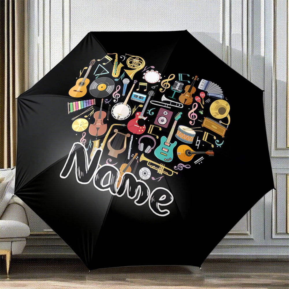Musical Instrument And Names - Custom Name Umbrella 