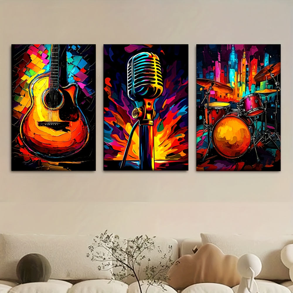 2D 3pcs/Set, Canvas Painting-- - Musical Instrument In Drawing recension och pris