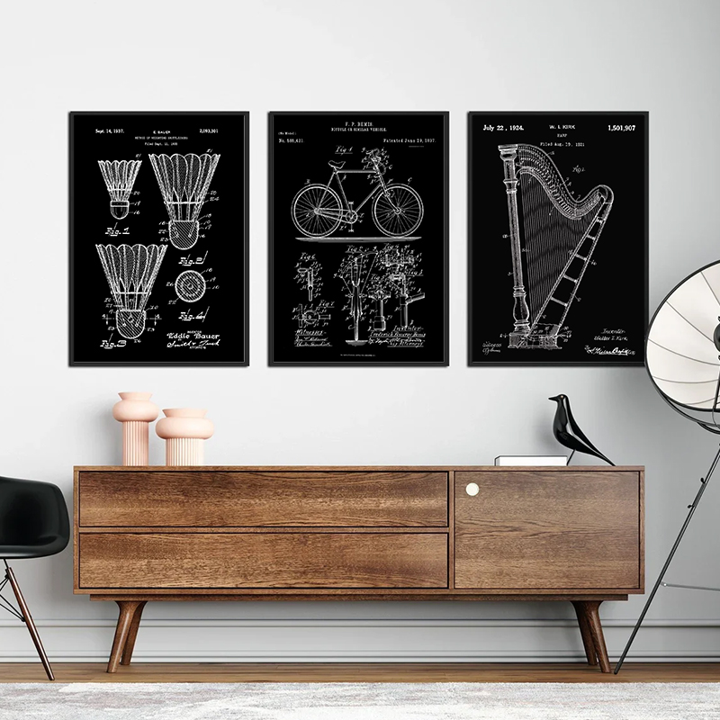 Patent Black And White poster  - Musical Instrument In Drawing recension och pris
