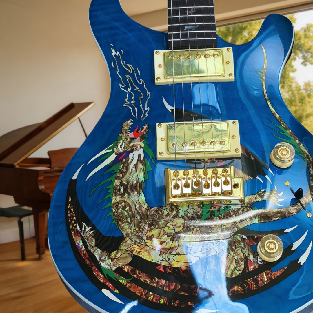 Hot PRS Custom Gloss BLUE Drag - Musical Instrument Logo recension och pris
