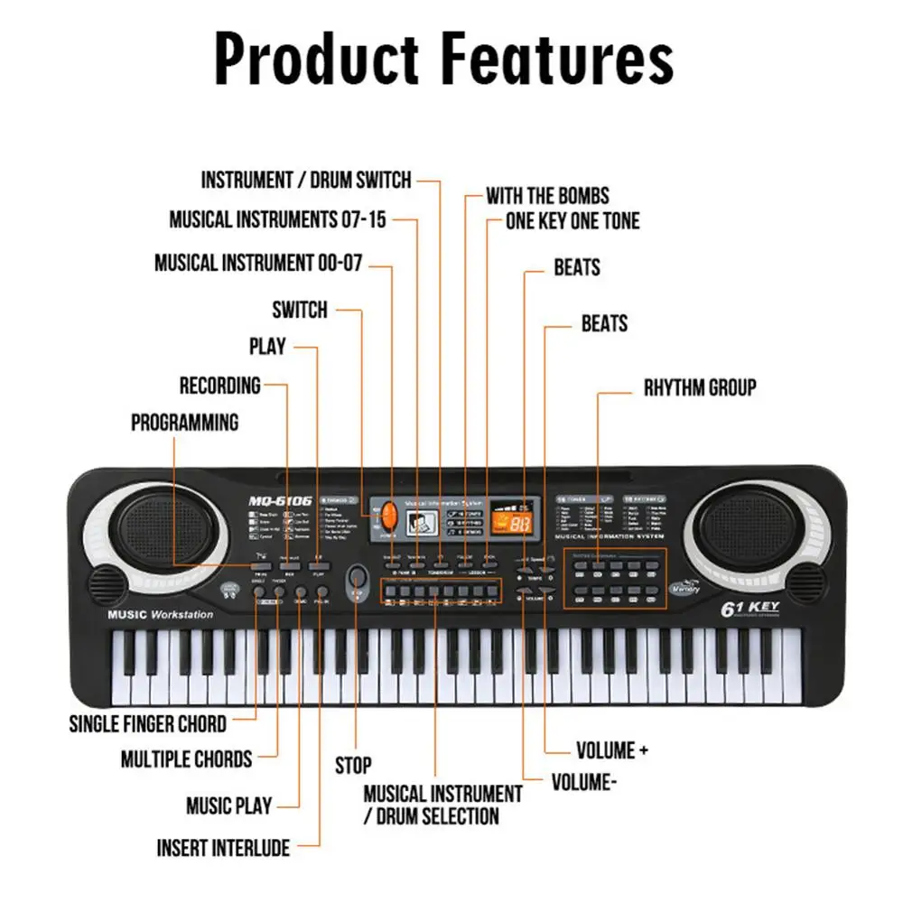 Kids Electronic Piano Keyboard - Musical Instrument Drawing recension och pris